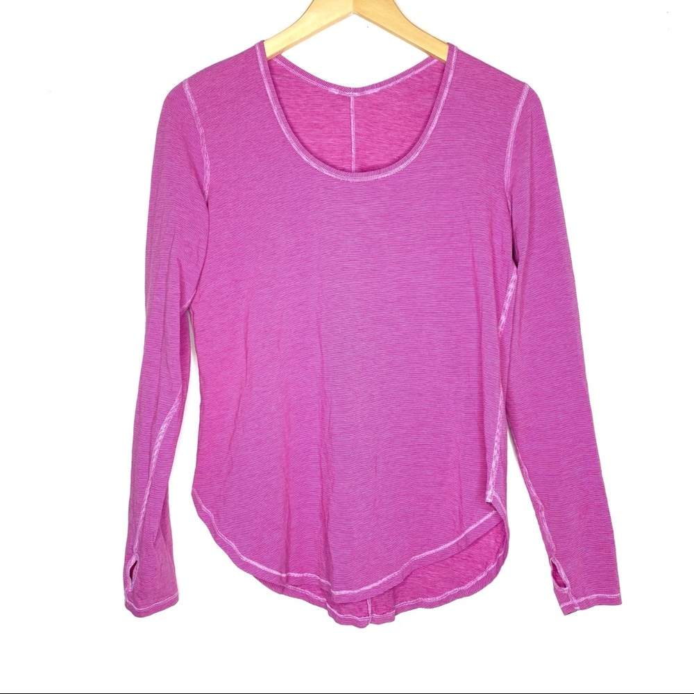 Lululemon Pink Striped Long Sleeve Shirt